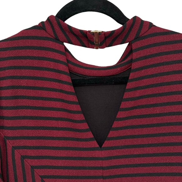 Hutch Anthropologie Knitwork Dress Burgundy Black Striped Long Sleeve Size L - Picture 13 of 15